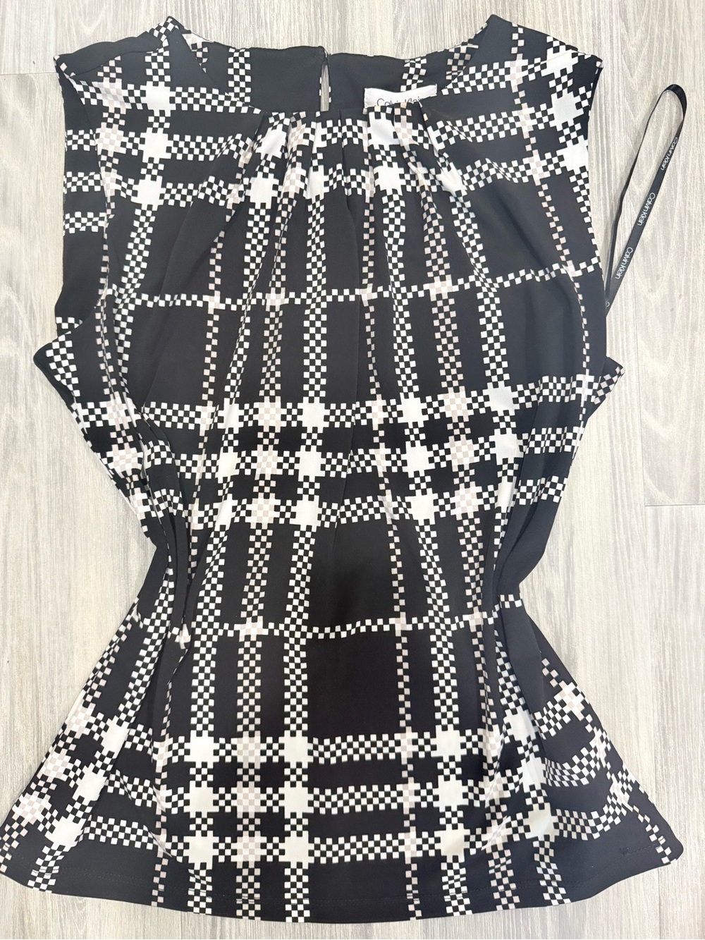 Calvin Klein Black and White Checked Top